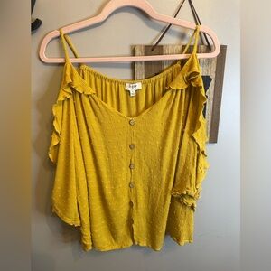Umgee Mustard Ruffle Sleeve Blouse